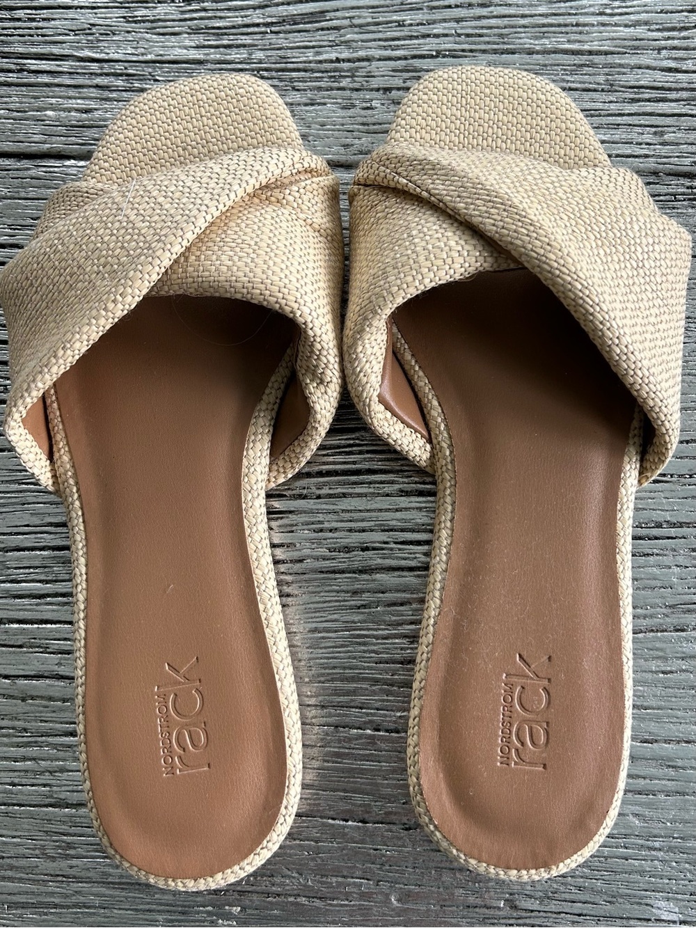 Rack Room Shoes Women's Tan Crossband Slide Sandals